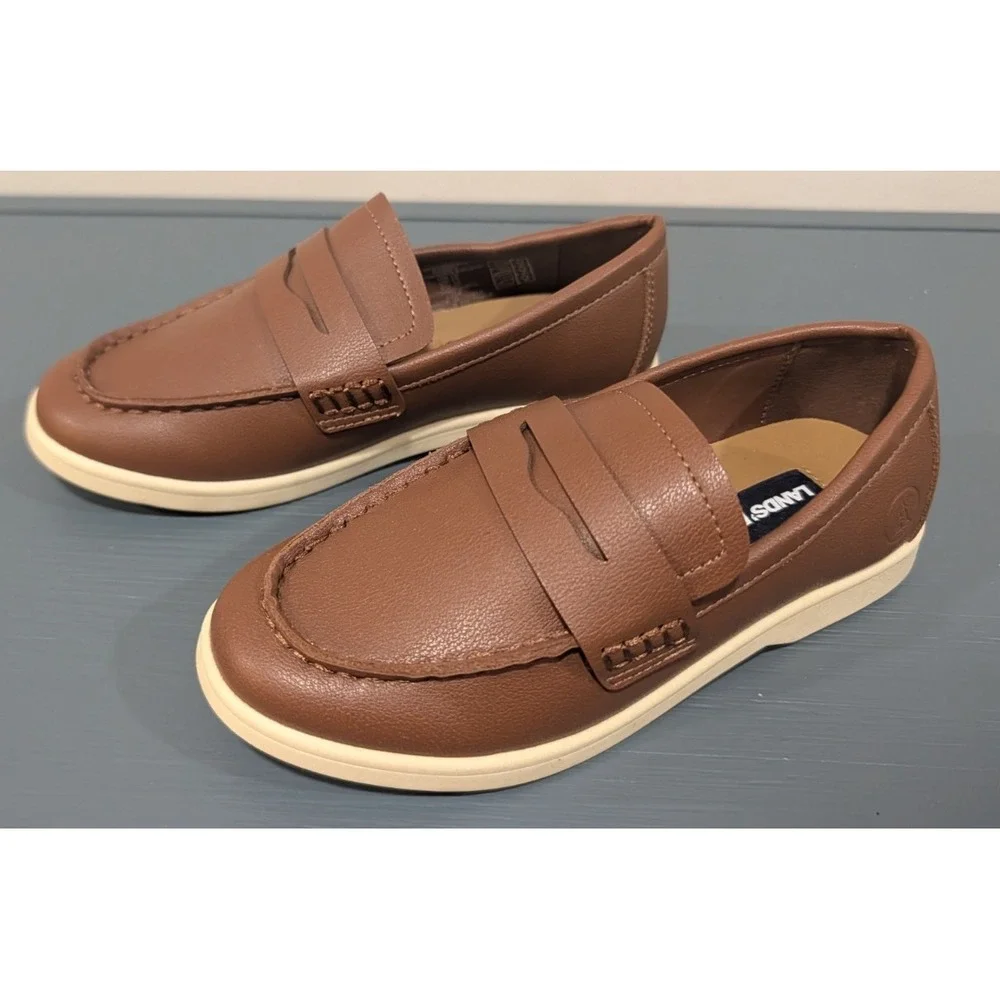 Lands End Kids Penny Loafers Brown Slip On Dress Shoes Boys Size 12 NWOB New